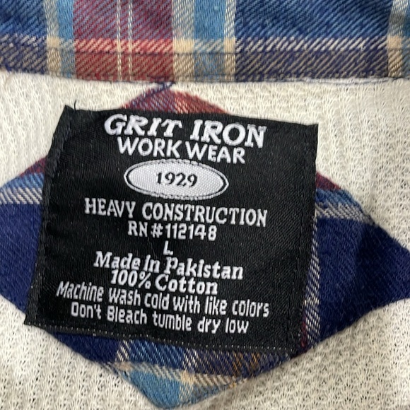 ￼ Grit iron, workwear, heavy construction, thermal lined flannel size large - Picture 2 of 4
